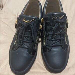 Giuseppe Zanotti Black Sneakers with Gold Details